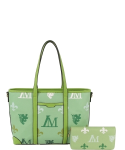 2in1 Fashion 2 Way Shoulder Bag with Matching Wallet LMP004-1W GREEN